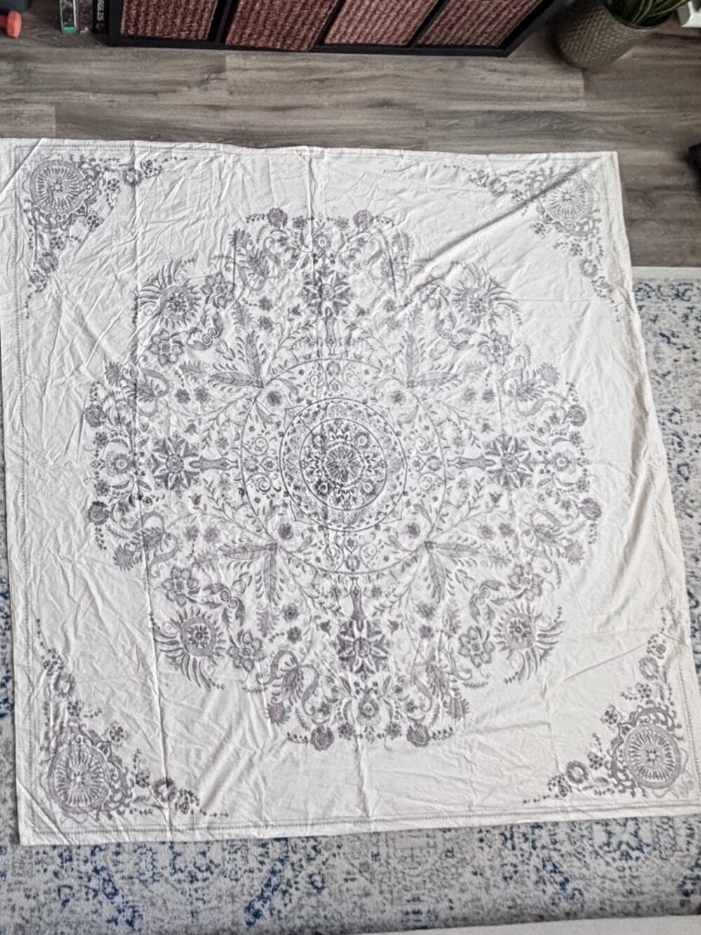 Urban Outfitters Home Purple and Cream Patterned Duvet Cover